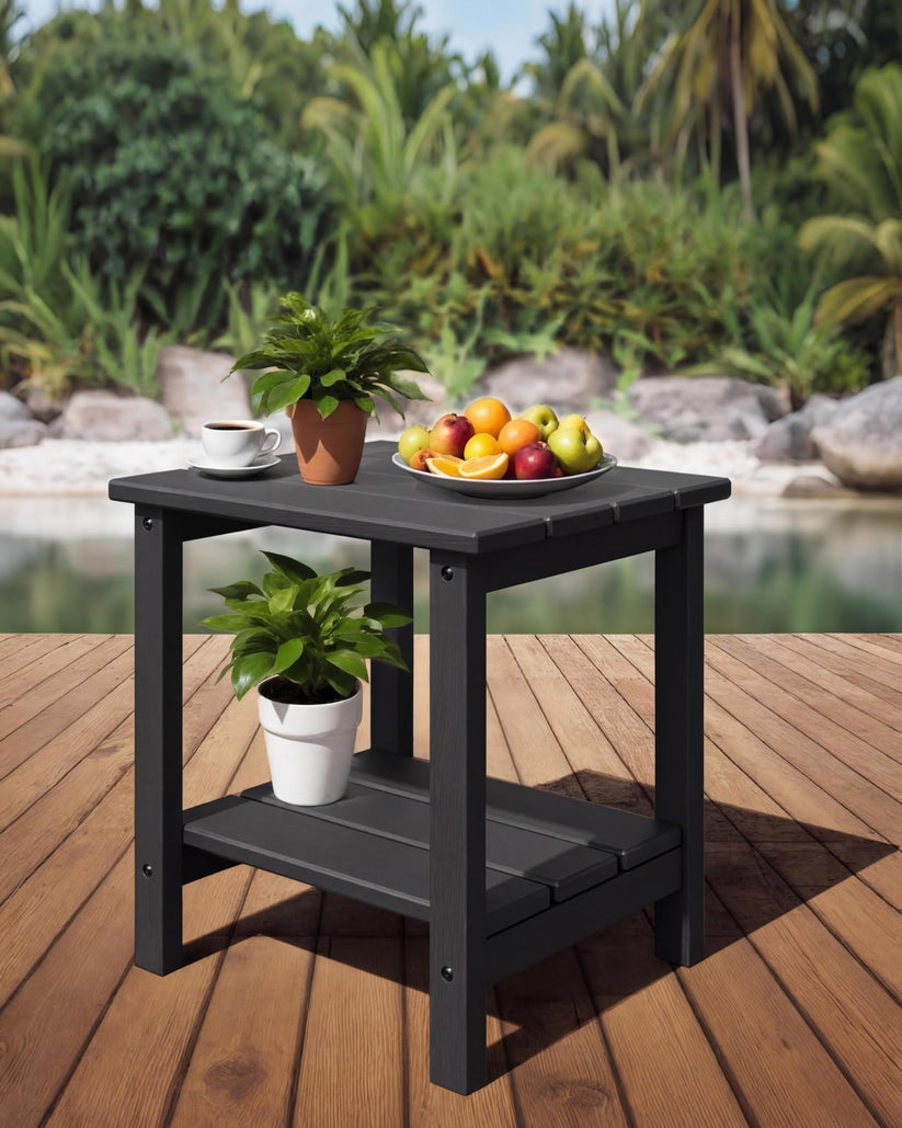 Table d’appoint Adirondack noire Garvee avec finition effet bois