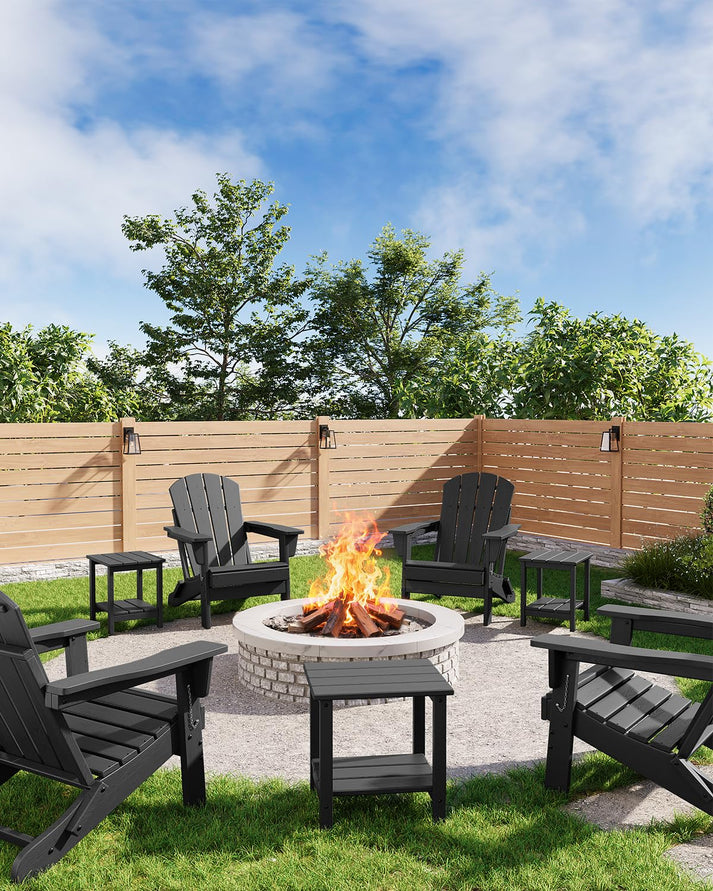 Table d’appoint extérieure Garvee noire pour jardin et terrasse